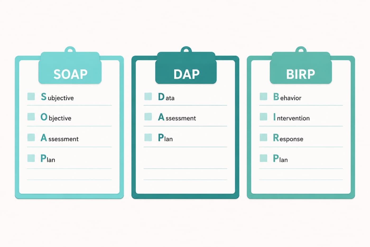 Notas SOAP, DAP y BIRP: Qué Plantilla Usar y Cuándo